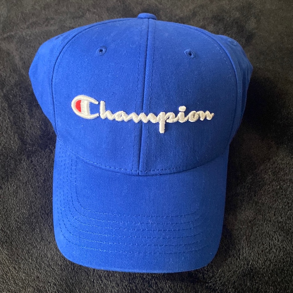 Blue Champion hat, not worn.